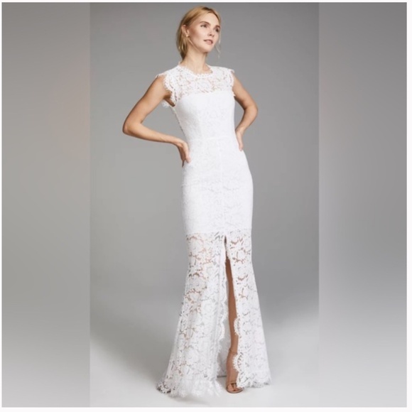 Rachel Zoe Estelle Dress Open Back Lace Gown Evening Engagement Wedding New Maxi - Picture 2 of 7